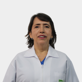 The photo was taken in close-up, with a white background, and the professor Clara Inés Vargas Castellanos is centered.