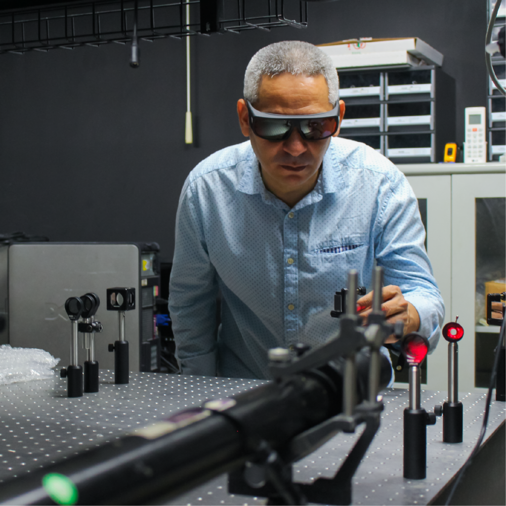 Photo of one of the professors working in the laboratory